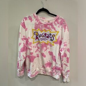 Vintage Nickelodeon All Over Print Rugrats Pink & White Sweater Size Medium